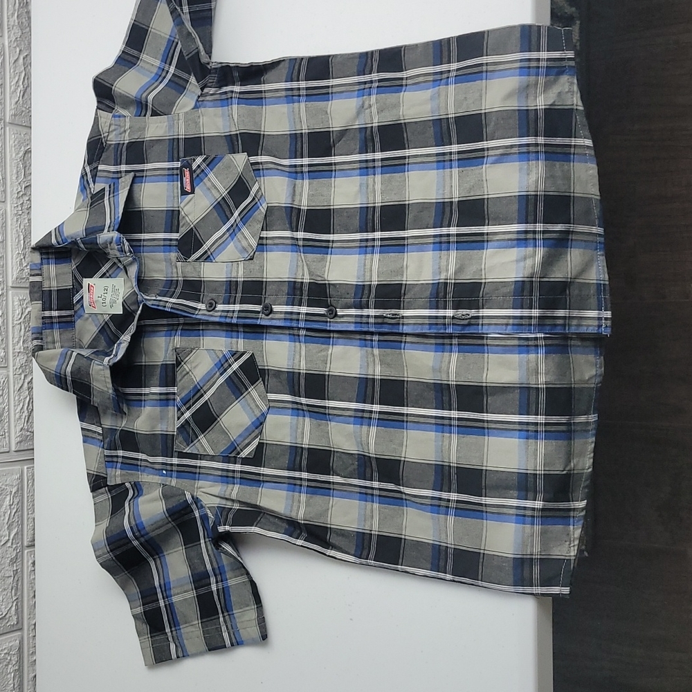 Dickies, button-up shirt, blue, black, gray